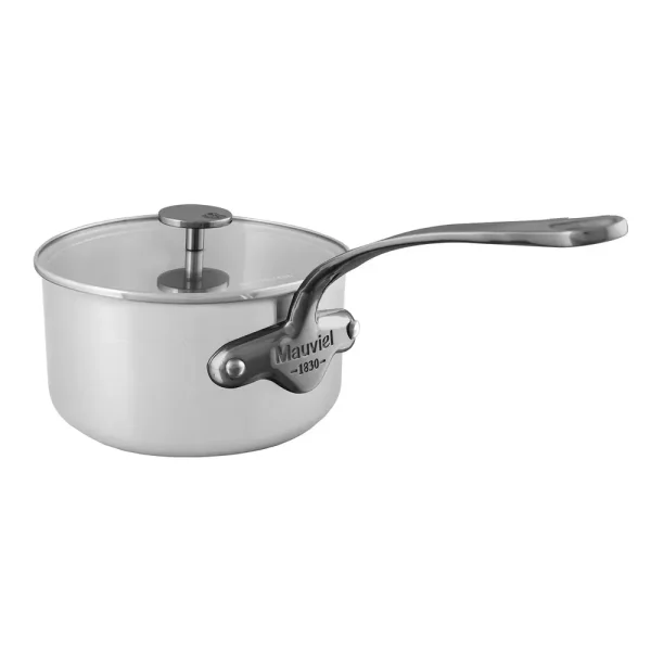 M’Pure Sauce Pan With Glass Lid, Cast Stainless Steel Onyx Handle