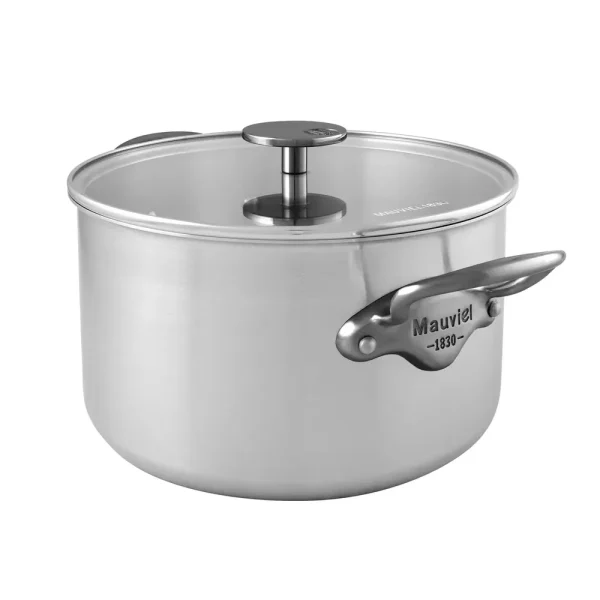 M’Pure Stew Pan With Glass Lid, Cast Stainless Steel Onyx Handles, 6.1-Qt