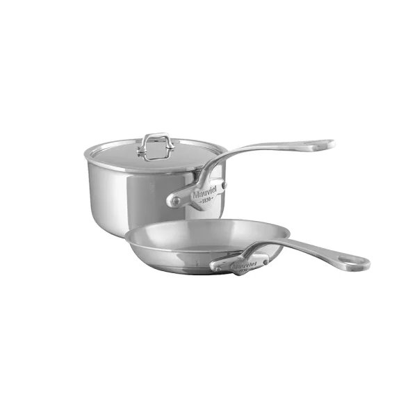 Tri-Ply Sauce Pan With Lid 1.2-Qt and Fry Pan 7.9-In, Cast Stainless Steel Handles