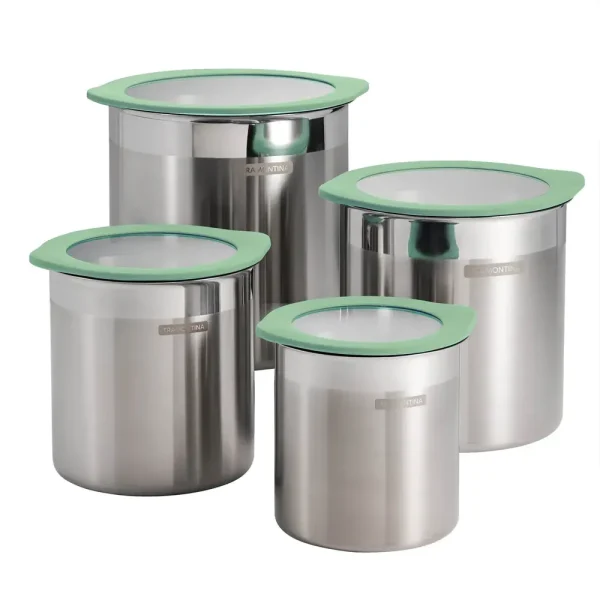 4 Piece Stainless Steel Canister Set – Mint Green