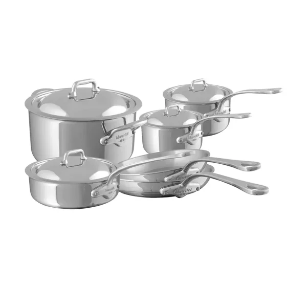 5-Ply 10-Piece Cookware Set With Cast Stainless Steel Handles