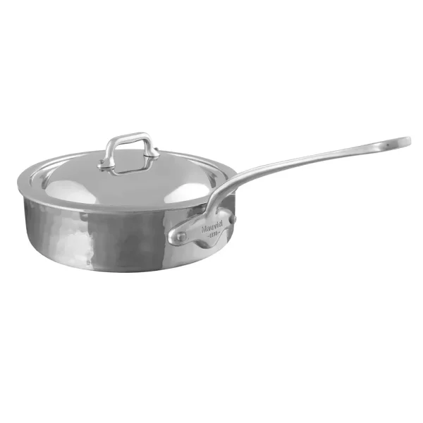 Hammered 5-Ply Saute Pan With Curved Lid, Cast Stainless Steel Handle