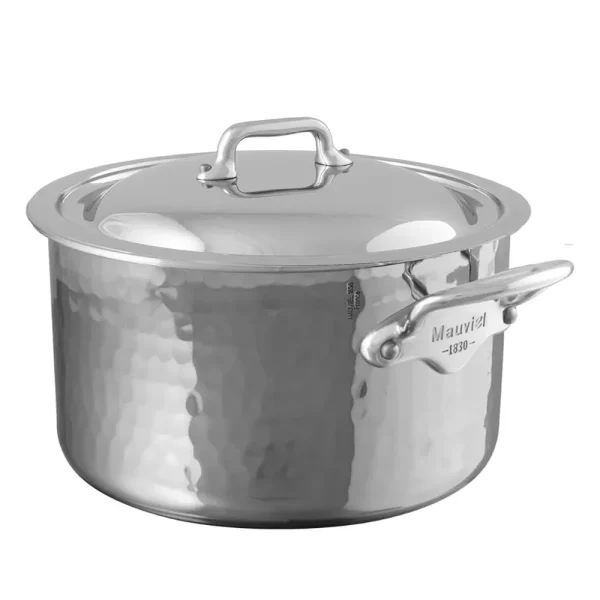 Hammered 5-Ply Stewpan With Curved Lid, Cast Stainless Steel Handles