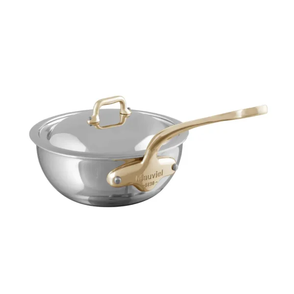 5-Ply Chef Pan With Lid, Brass Handle