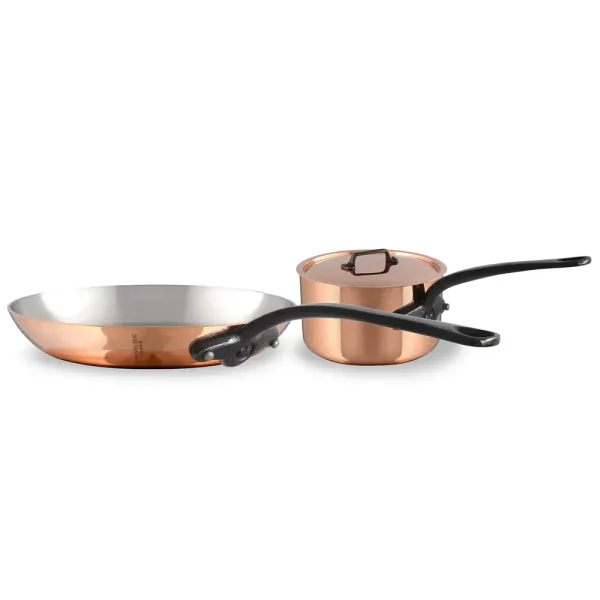 CI Copper DeLuxe 3-Piece Cookware Set With Cast Iron Handles