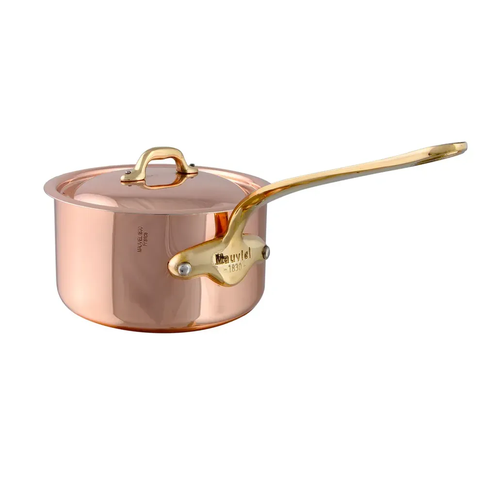 Copper Sauce Pan With Lid, Brass Handle