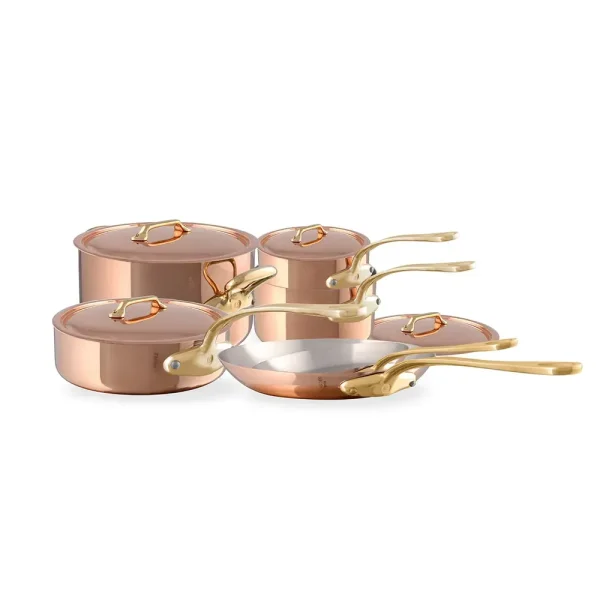 10-Piece Cookware Set, Brass Handles