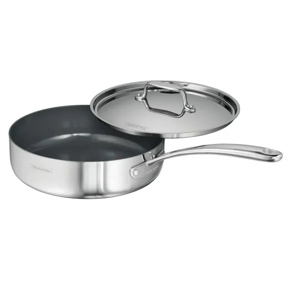 Tri-Ply Clad 2.9 Qt Covered Deep Sauté Pan with Ceramic Interior