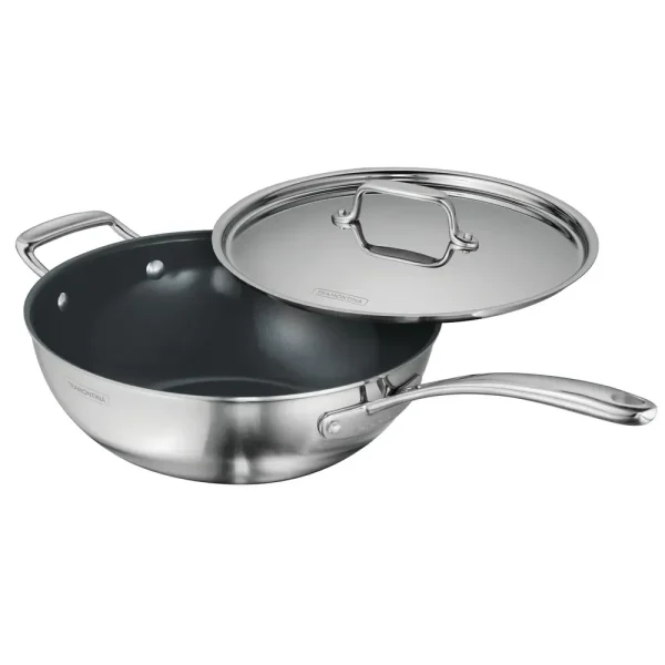 Tri-Ply Clad 3.75 Qt Covered Wok with Ceramic Interior