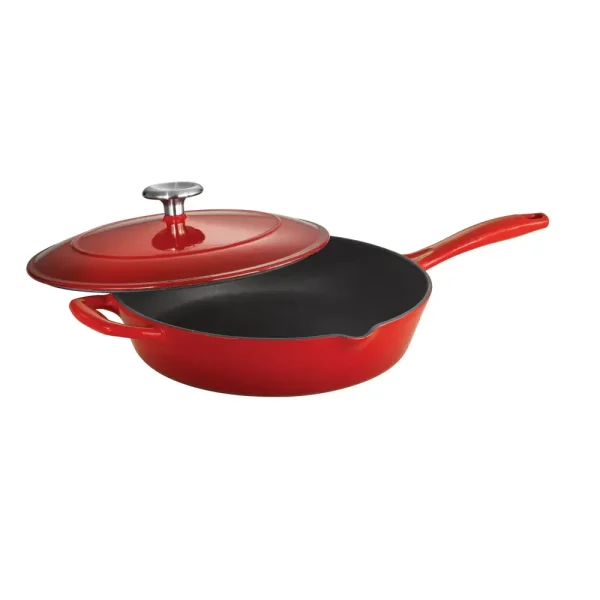 Bestow 10 in Enameled Cast-Iron  Covered Skillet – Gradated Red