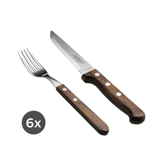 Churrasco BBQ 12 Piece Polywood Fork and Steak Knife Set