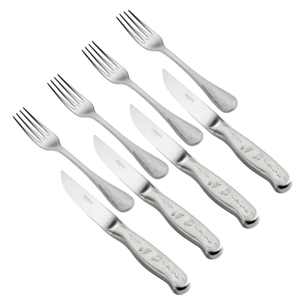 Churrasco BBQ 8 Piece Forged Embossed Steak Knife and Fork Set