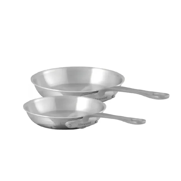 SB 5-Ply 2-Piece Frying Pan Set With Brushed Cast Stainless Steel Handle