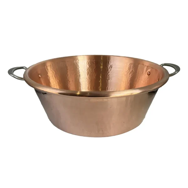 Hammered Copper Jam Pan With Brushed Stainless Steel Handles, 14.5-Qt