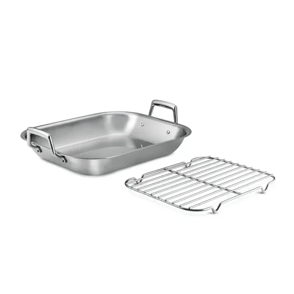Prima 16.75 in Stainless Steel Flared Edge Roasting Pan – Includes Basting Rack