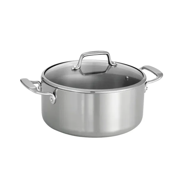 Tri-Ply Clad 5 Quart Stainless Steel Covered Dutch Oven – Glass Lid