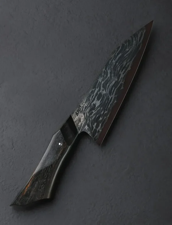 Black Bubble Damascus Chef 194mm