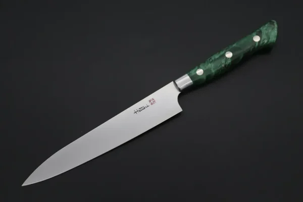 Petty Knife 150mm (5.9 Inch, Green Color Stabilized Box Elder Wood Handle)