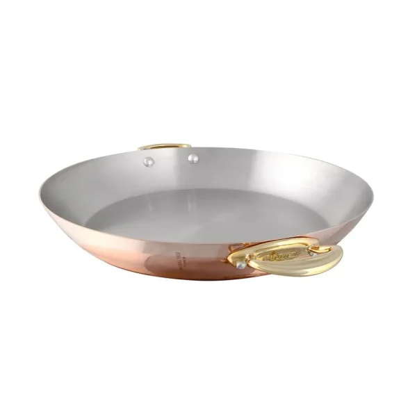 Copper Round Pan With Brass Handles