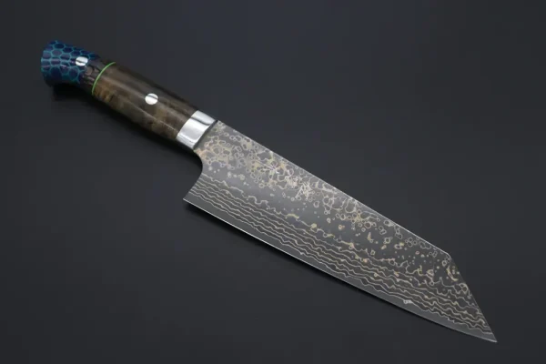 VG-10W Multi-Colored Golden-Rainbow Damascus Bunka Knife 175mm (6.8 Inch)