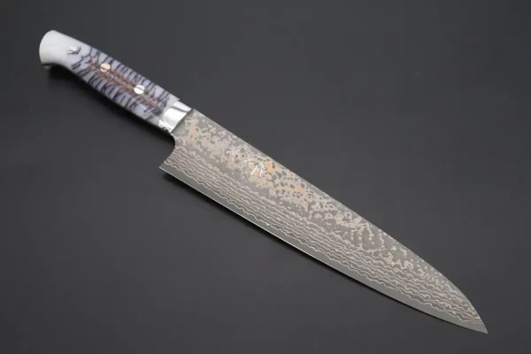 VG-10W Multi-Colored Golden-Rainbow Damascus Gyuto Knife 240mm (9.4 Inch)