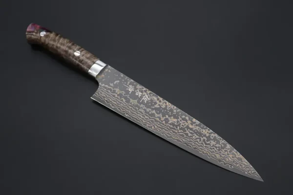 VG-10W Multi-Colored Golden-Rainbow Damascus Gyuto Knife 210mm (8.2 Inch)