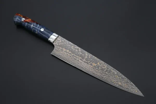 VG-10W Multi-Colored Golden-Rainbow Damascus Gyuto Knife 210mm (8.2 Inch)
