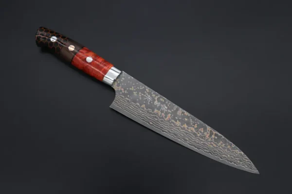 VG-10W Multi-Colored Golden-Rainbow Damascus Gyuto Knife 180mm (7 Inch)