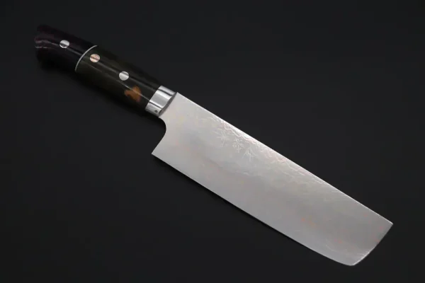 VG-10W Multi-Colored Golden-Rainbow Damascus Nakiri Knife 165mm (6.4 Inch)