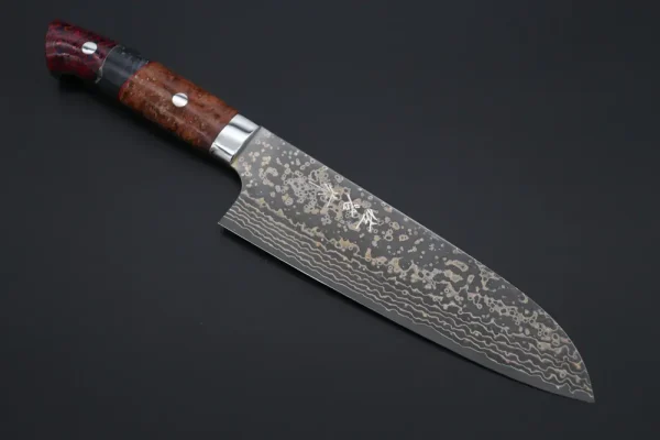 VG-10W Multi-Colored Golden-Rainbow Damascus Santoku Knife 180mm (7 Inch)