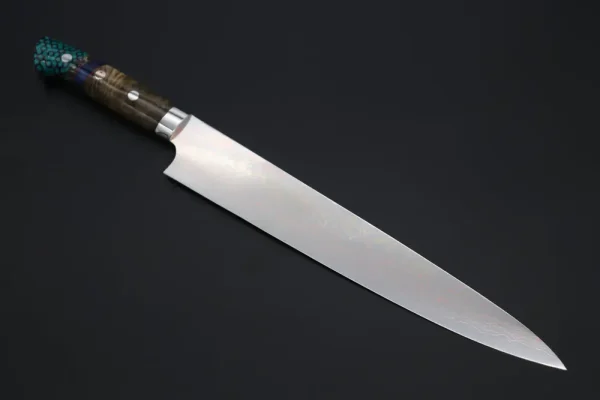 VG-10W Multi-Colored Golden-Rainbow Damascus Sujihiki Knife 270mm (10.6 Inch)
